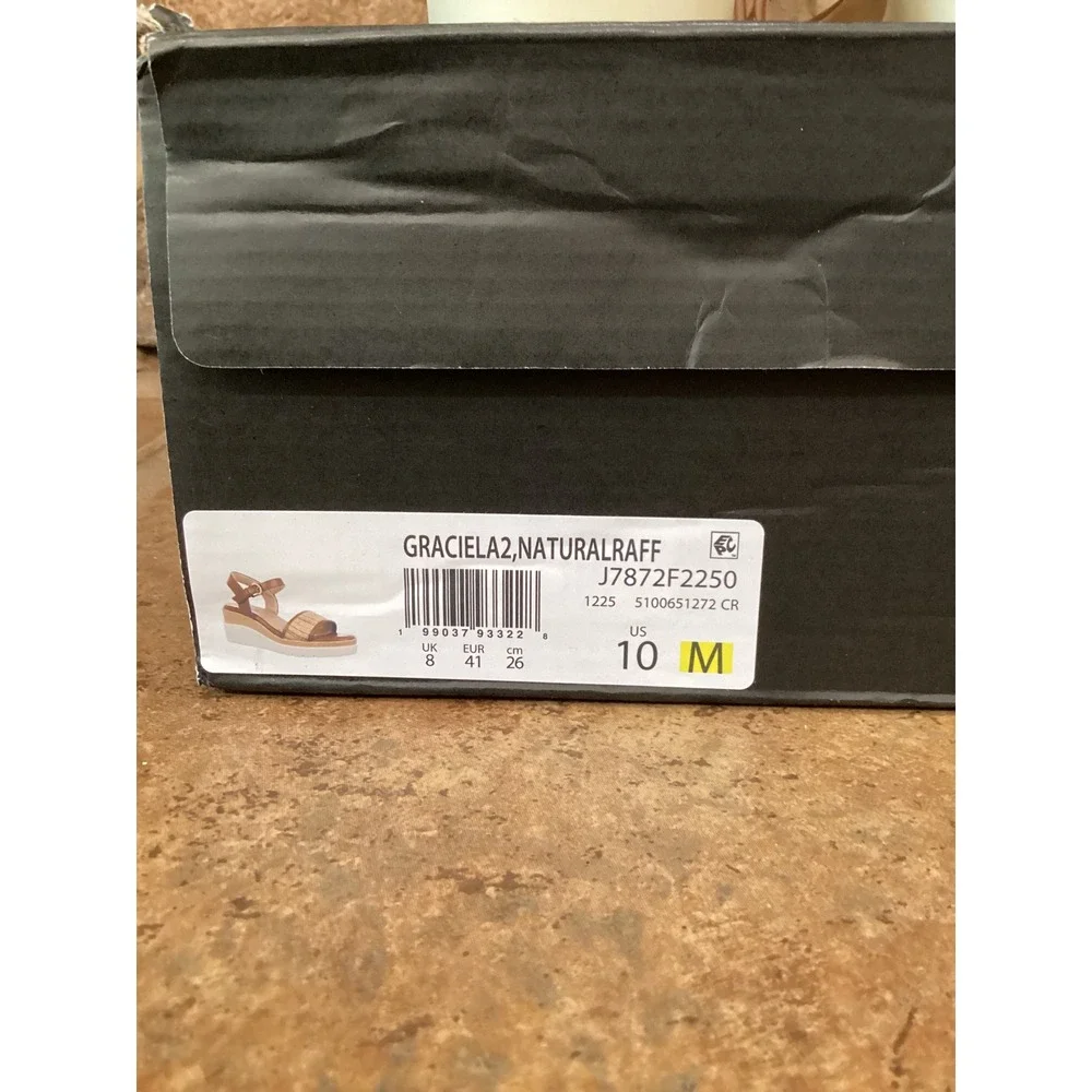 Naturalizer Graciela Wedge Sandals Brown Raffia Platform‎ Womens Size 10 New